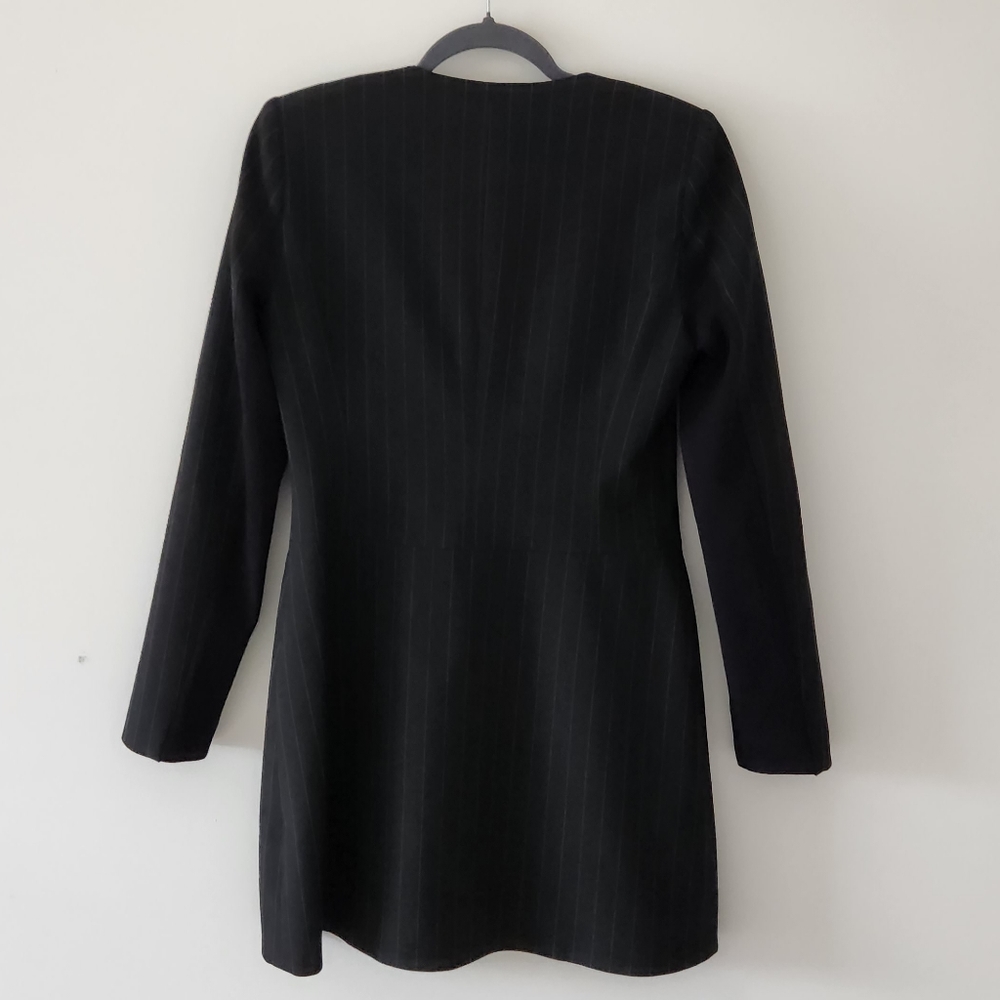BCBGMaxAzria Dress Waleska Blazer Suit Jacket Mini Dress Pinstripe Black XS - Picture 6 of 11